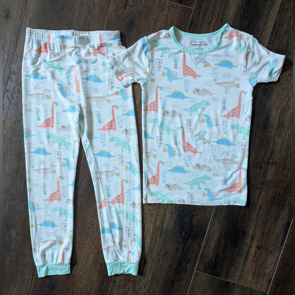 Magnetic Me Dinosaur Pajama Set Size 5 Short Sleeves‎ Pants Modal Eco-friendly
